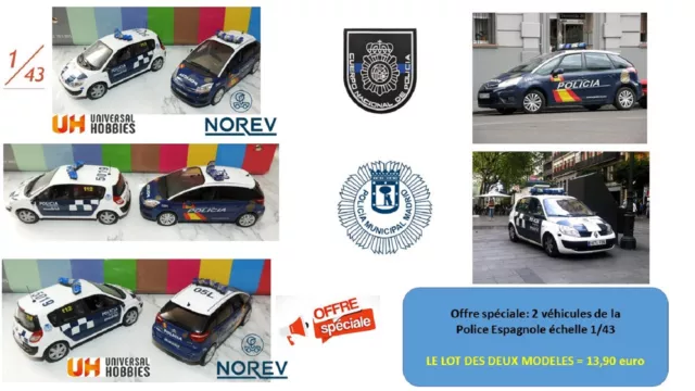 Lot de DEU 1/43  de la Police Espagnole ( Cuerpo Nacional et Policia Municipal)