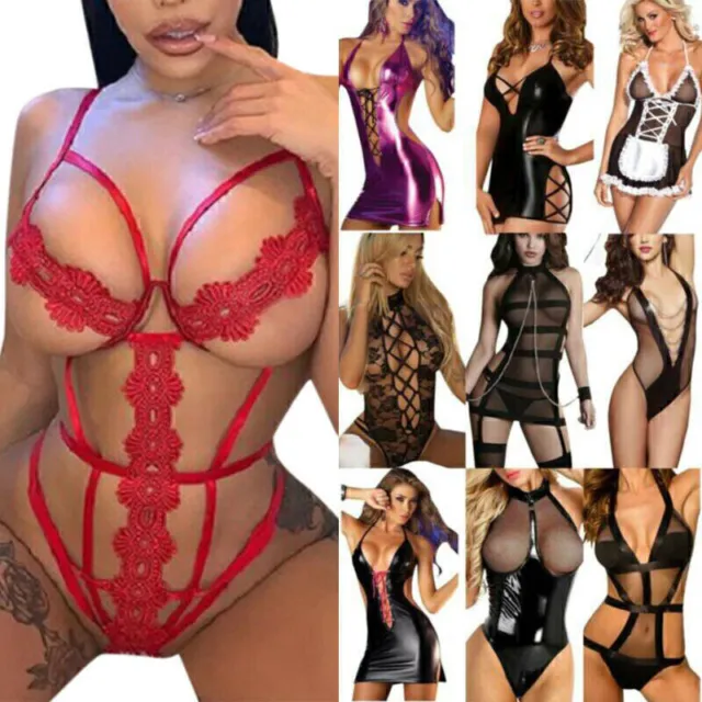 Women Lingerie Sexy Erotic Babydoll One Piece Nightwear Body Bodysuit Underwear~