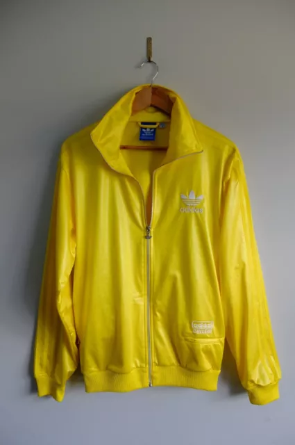 Adidas Chile 62’ Tracksuit jacket M Yellow trefoil wetlook Originals 2010 VGC