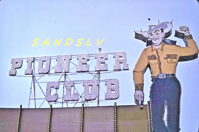 35mm Color Slide of the Pioneer Club Cowboy Sign Las Vegas Street View 1969