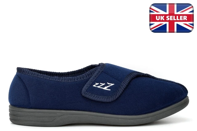 Pantofole Zedzzz da uomo Connor Touch con chiusura da uomo velluto tomaia blu navy