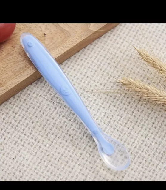 Blue Baby Feeding Spoon Silicon Soft Children Cooking Utensil