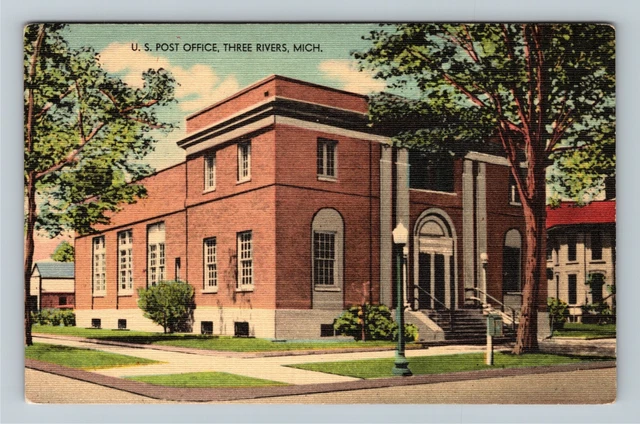 Three Rivers, MI-Michigan, U. S. Post Office, Vintage Postcard