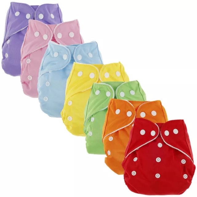 7Pcs Baby Cloth Nappies Reusable Pocket Nappy Washable Adjustable Cloth ③