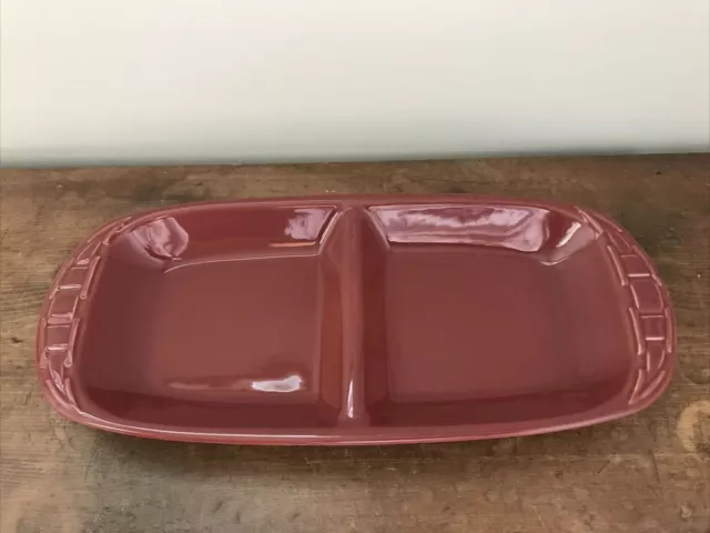 Longaberger Pottery Woven Traditions Paprika Divided Serving Dish Tray