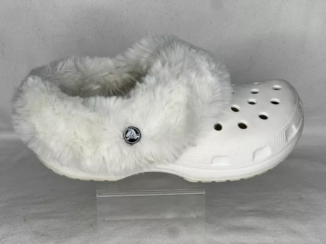 Crocs Classic Mammoth Charm Lined White Clog Slides Size 6 Mens 8 Womans