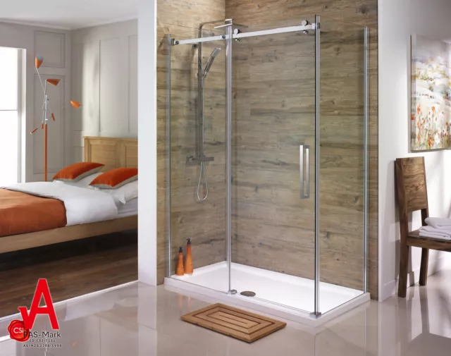 Frameless Shower Screen Enclosure Sliding Door Fits Adjustable 1200x1950mm