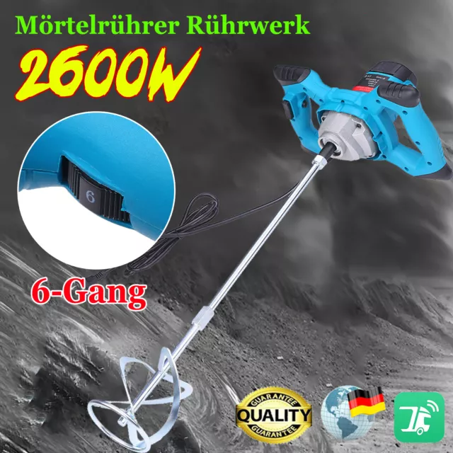 Mörtelrührer Rührwerk Rührgerät Zementrührer 2600W Rührer 120mm Betonmischer NEU