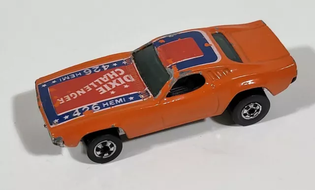 RARE 1970 HOT WHEELS Orange Dodge Dixie Challenger 426 HEMI Car Black Wall  Tires