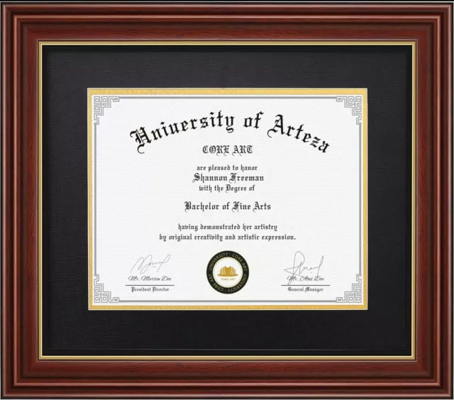 CORE ART Diploma Frame Display 11x14 Document with Mat or 15x18 Pictures without