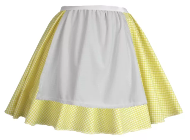 Ladies Yellow Gingham Skirt With Apron Country Girl Cowgirl Western Fancy Dress