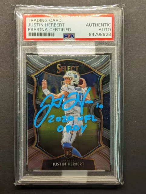 JUSTIN HERBERT Rookie 2020 Panini Select Inscripted Autograph PSA Authentic RC
