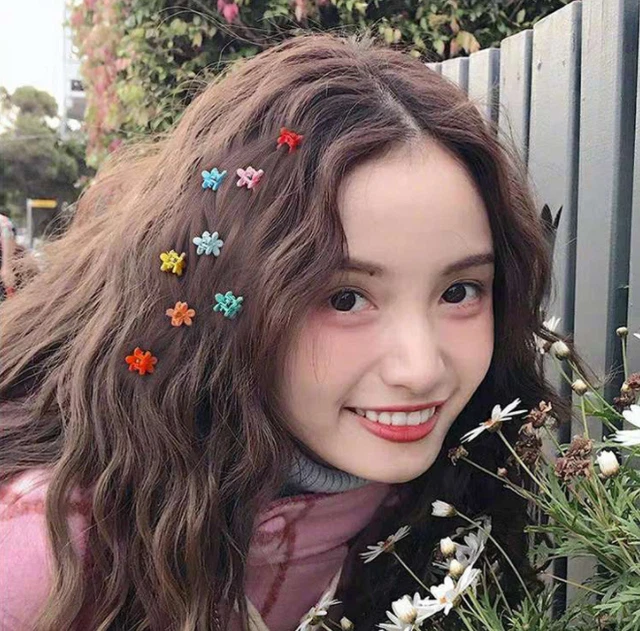 10 PCS Kids Baby Girls Candy Colour Hairpins Mini Claw Hair Clips Clamp Flower