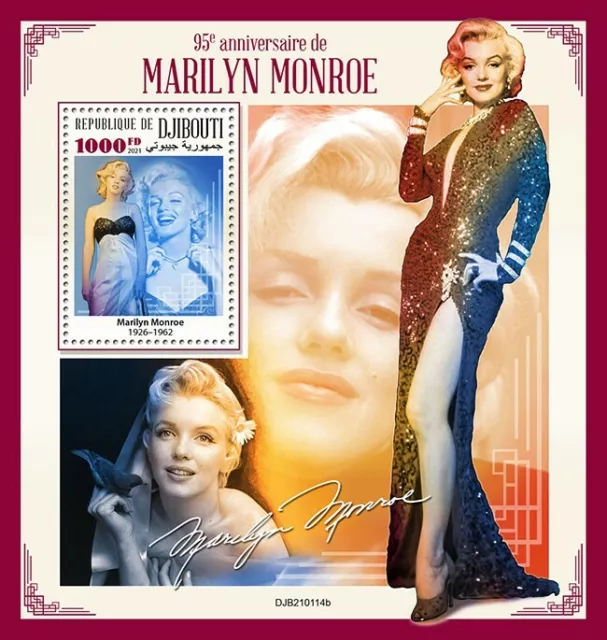 Djibouti 2021 MNH Marilyn Monroe Stamps Celebrities People Actresses 1v S/S