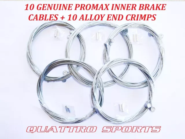 10 Mtb Inner Brake Cables + Alloy Crimps, Mtb, Shimano Etc.