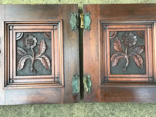 Antique Victorian Hand Carved Wooden Panels.