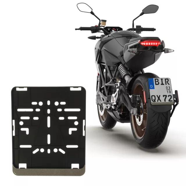 Kennzeichenhalter 180 X 200 mm ( Hell Carbon Look Streifen ) Für Motorrad Roller