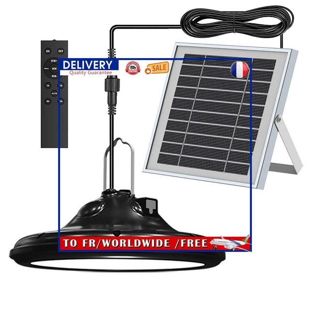 Solar Lights - 100 LED Hanging Shed Lights 16.6 FT with Adjustable Solar Panel