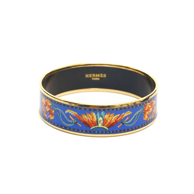 HERMES Bangle Emaille GM Gold × Blue