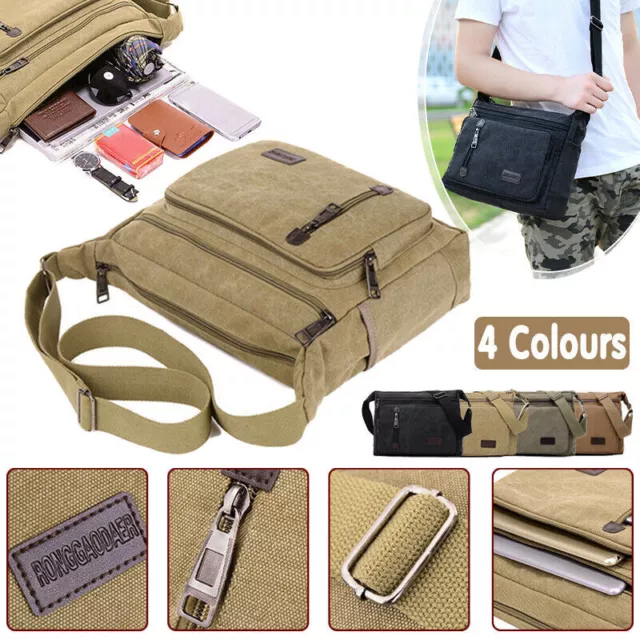 Retro Men's Canvas Shoulder Messenger Bag Crossbody Satchel Travel Man's Bags AU