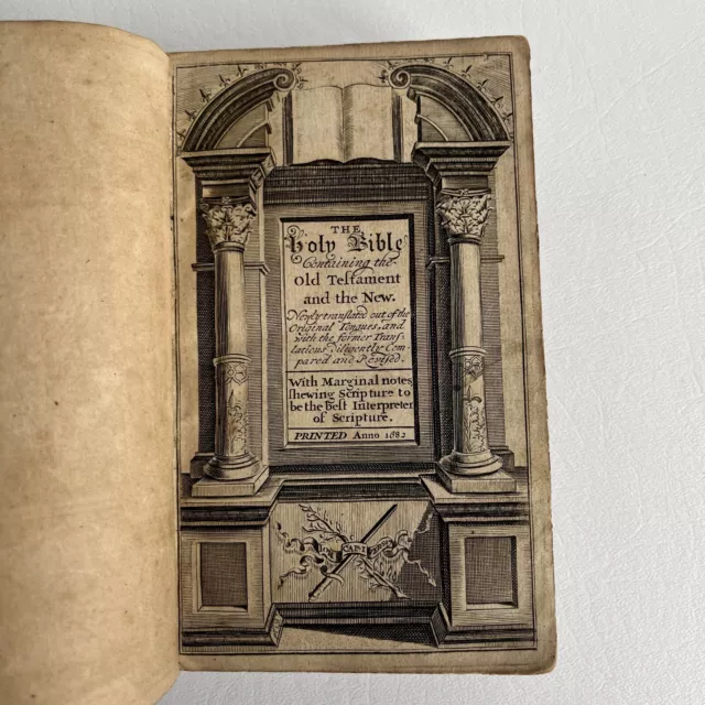 17th Century Antique Bible “Containing The Old Testament And The New” 1682 Print