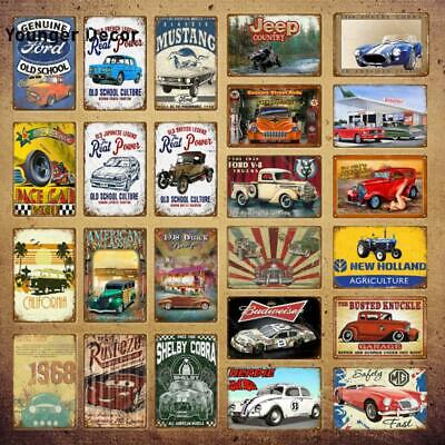 Classic Old Style Car Signs Garage Hotel Wall Art Painting Vintage Metal Poster