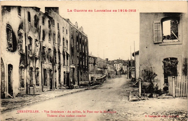 CPA AK Militaire Gerbeviller Vue Interieure Ruines Theatre Pont (697430)