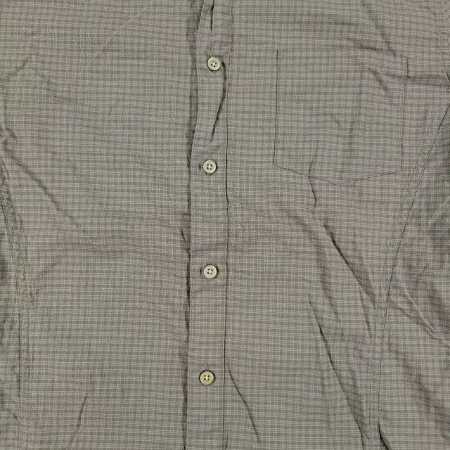 John Varvatos Button Shirt Men's Large Brown Plaid Start USA Long Sleeve Pocket 2