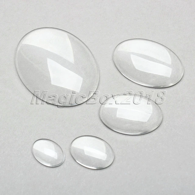 Clear Oval Glass Cabochon Dome Flat Back Crystal Embellishments Jewellery Making