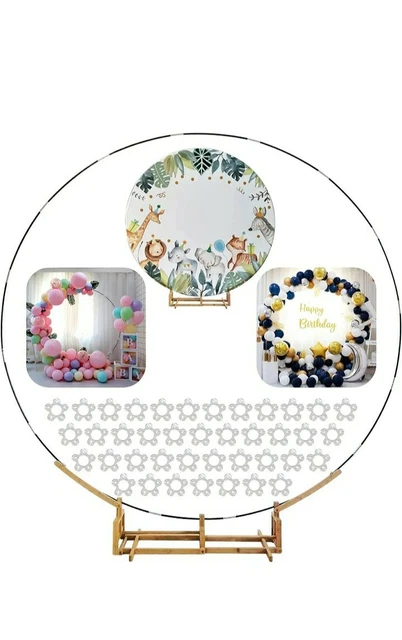 6.3 Ft Round Balloon Art Kit White Duty Circle Balloon Ark Stand With Bamboo...