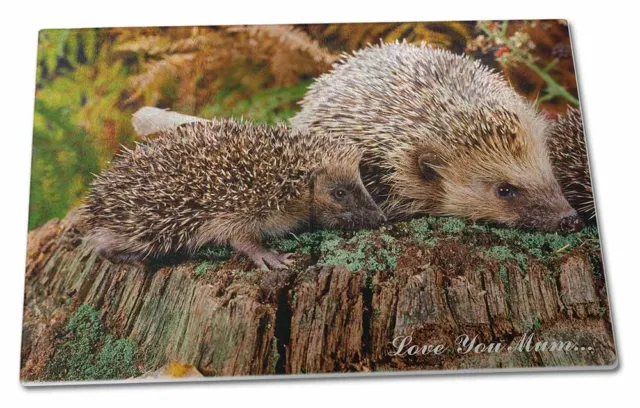 Hedgehogs 'Love You Mum' Large Glass Cutting Chopping Board, AHE-5lymGCBL