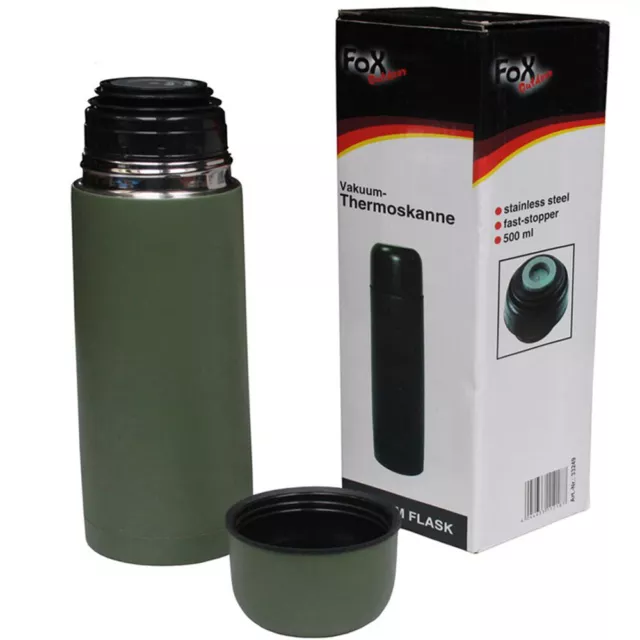 Fox Outdoor Vakuum Thermoskanne Isolierflasche oliv 0,5 ltr. Schnellverschluss