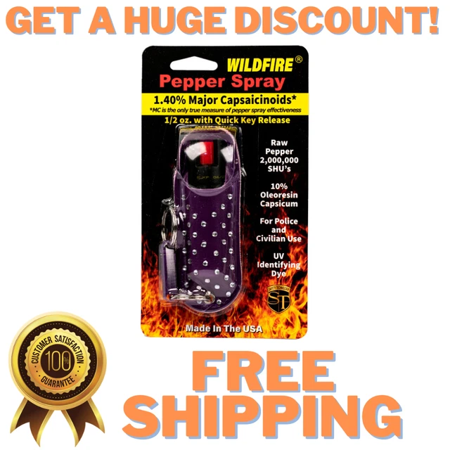 WildFire Pepper Spray Rhinestone 1/2oz Personal Self Defense Protection Purple