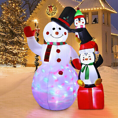 6FT Christmas Inflatable Snowman with Penguin Gift Outdoor Yard Lawn Party Decor