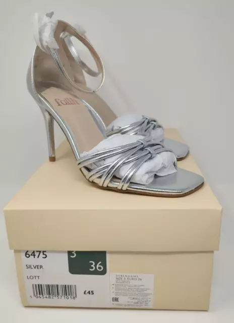 FAITH SILVER ANKLE Strap Block Heel Cage Sandal Shoes Size 5 9.99 PicClick UK