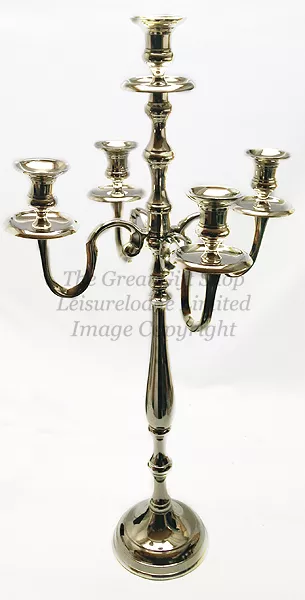 NEW SILVER 5 ARM CANDELABRA 75cm 3Kg Beautiful Wedding Table Candle Decor RP£160