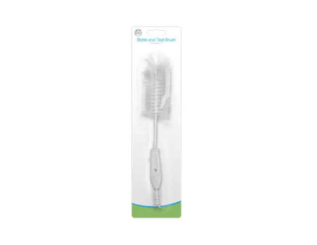 Baby Bottle Brush White 2 in 1 Newborn Teat Cleaning Sterilising Feeding Brushes