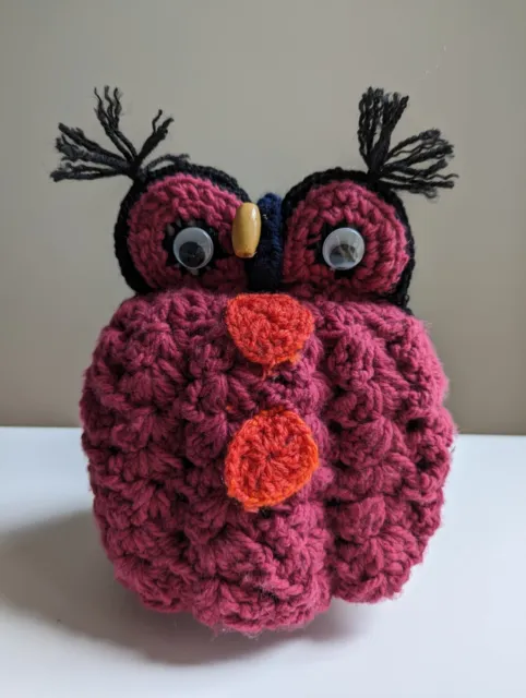 Vintage Kitsch Handmade Knitted Crochet Retro Tea Cost Owl