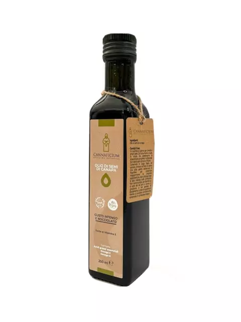 Olio Di Semi Di Canapa 250 Ml 100% Puro E Naturale Spremuto A Freddo Vegano