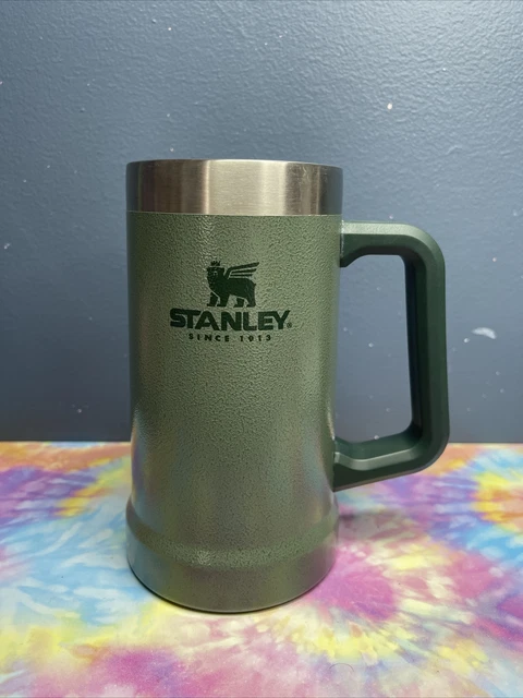 Stanley Green Stainless Steel Vacuum Insulated 24 oz Big Grip Beer Mug  EUC