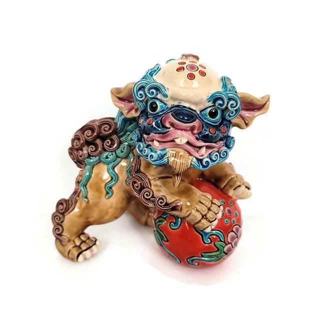 thumbnail image 2 of Seyee-bro Foo Dogs Guardian Lion Statues - Pair Of Fengshui Fu Dogs Figurine - Housewarming Congratulatory To Ward Off Evil Energy Tabletop Decor Statue 2 of 11