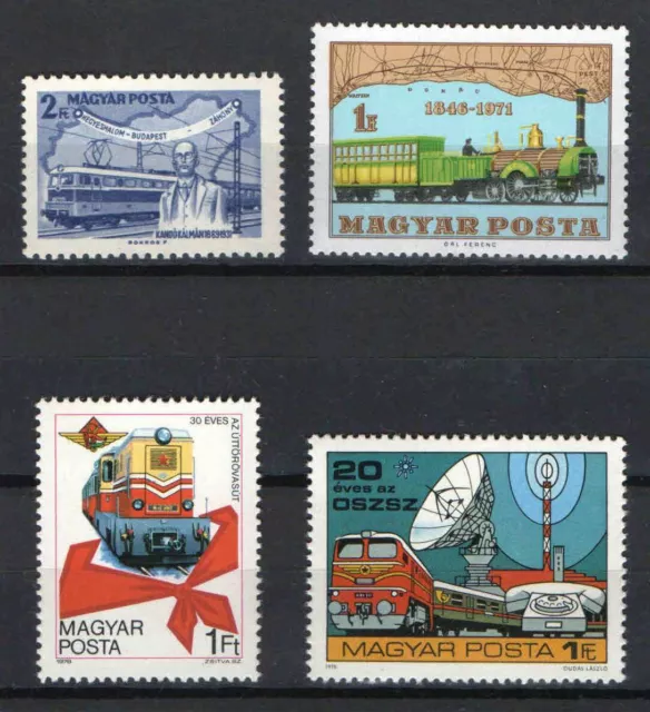 Hungary 1968-1978. Railways / trains 4 different stamps MNH (**)