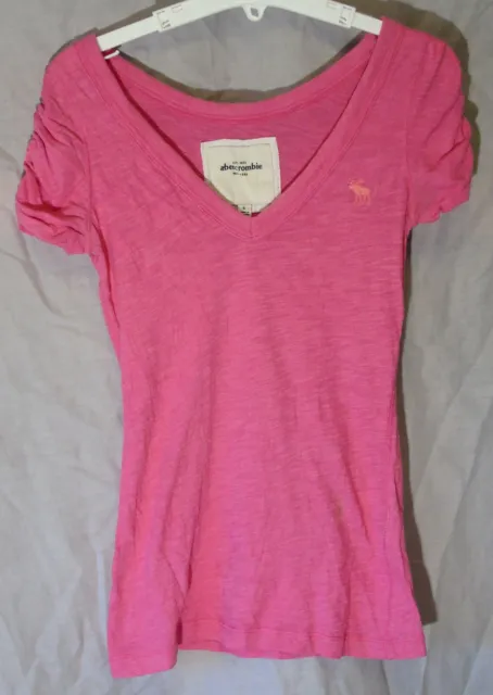 Pink V-Neck T-Shirt Top Age 8-9 Years Abercrombie Fitch