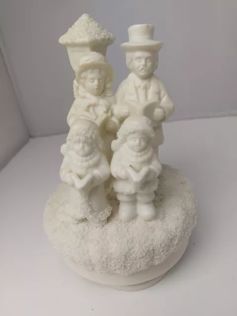 vtg Christmas carolers music box revolving caroling family