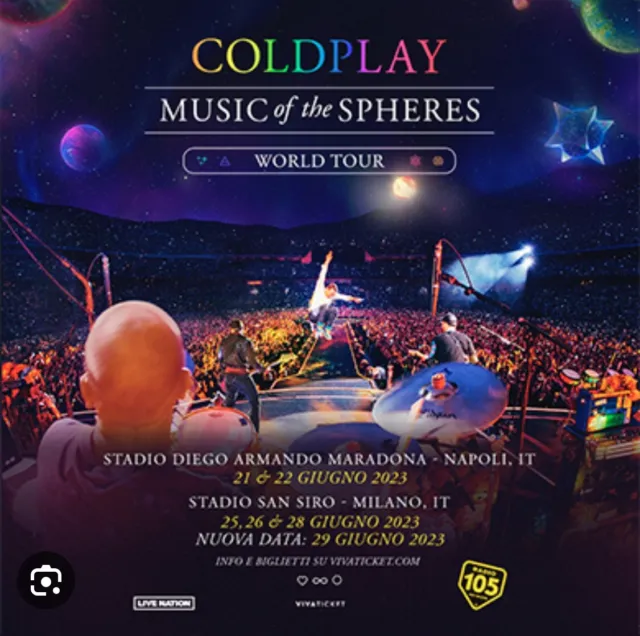 1 Biglietto Coldplay  Milano il 25/06/2023.