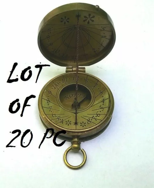 Antik Messing Maritim Gewinde Kompass Nautisch Sonnenuhr Menge Von 20 Teile
