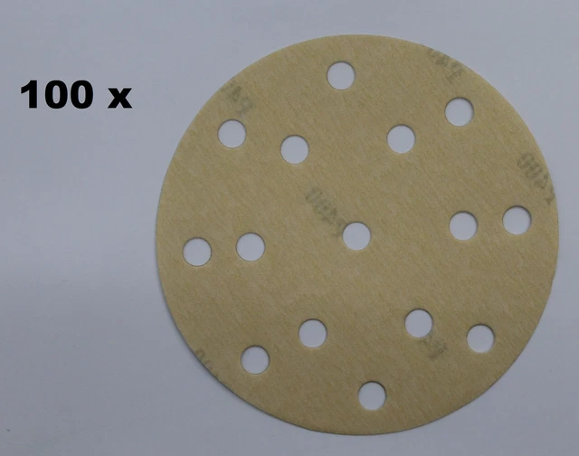 100 discos abrasivos Ekamant con velcro D15 Ø 150mm grano P320 15 agujeros run