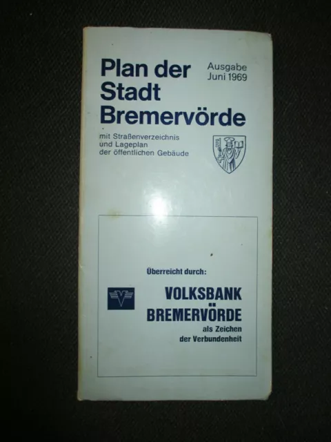 Nachlaß RAR & ALT ! Landkarte Faltkarte Stadtplan Plan der Stadt Bremervörde ´69