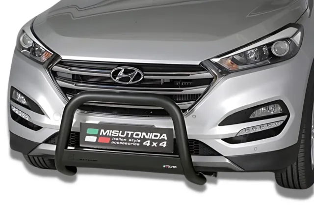 Frontbügel Edelstahl schwarz für Hyundai Tucson 2015 - 63mm mit ABE Rammschutz