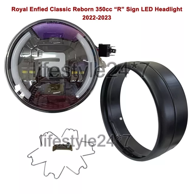 Royal Enfield "LED Headlight Light & Rim Black 2022-2023" New Classic Reborn 350
